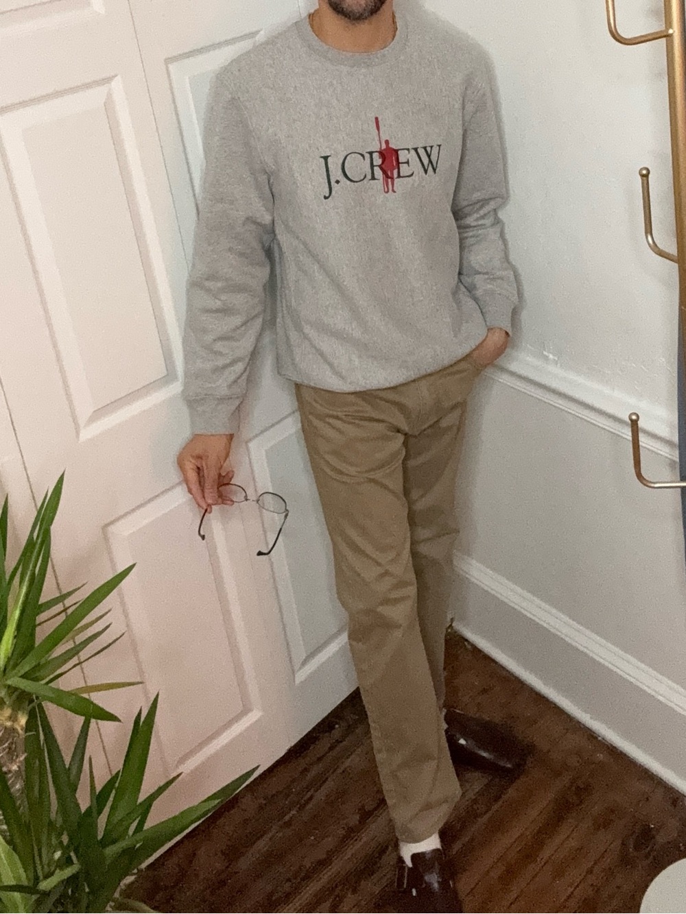 J. Crew Men's Grey Oarsman Logo Crewneck Sweater - L - Worn Once - Picture 5 of 9